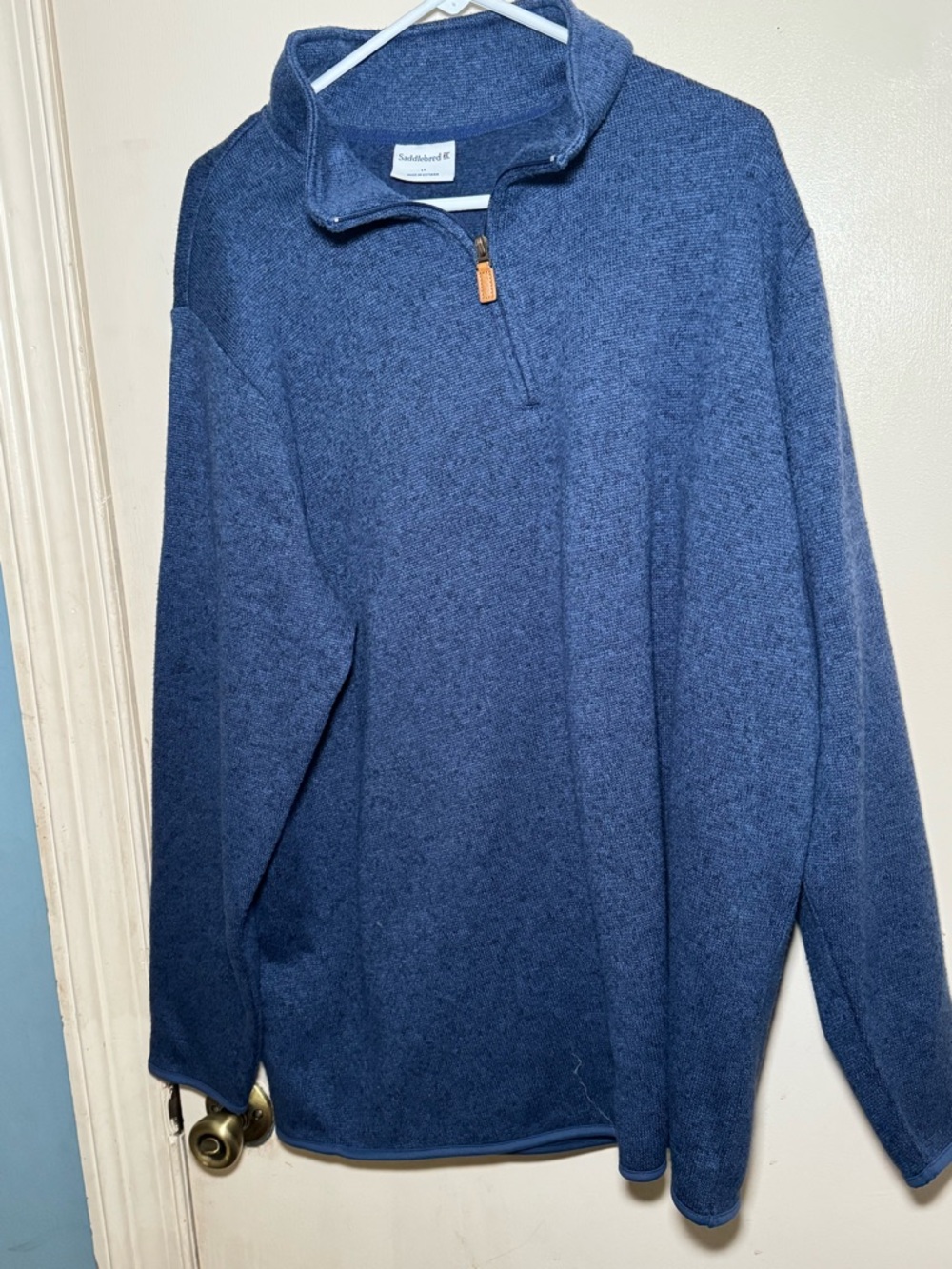 SaddleBred Heathered Blue Pullover Zip Size LT Large Tall Men's
